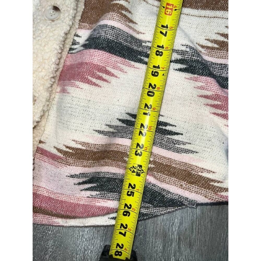Altar'd State Beige Pink Aztec Y2k preppy Print Teddy Shacket S A005073 - Picture 8 of 12